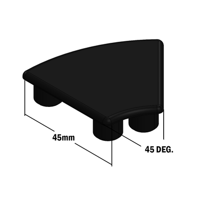 60-230-1 MODULAR SOLUTIONS POLYAMIDE END CAP<br>45MM X 45MM RADIUS 45 DEG BLACK